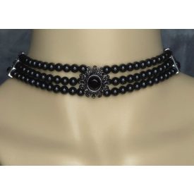 Gyöngy choker (fekete, fehér, piros)