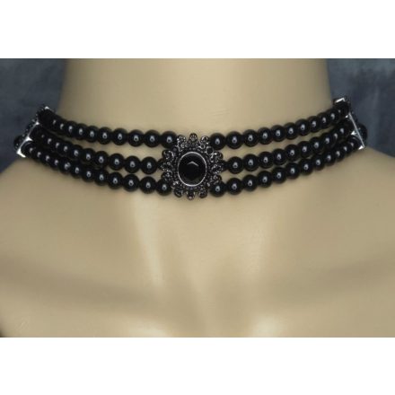 Gyöngy choker (fekete, fehér, piros)