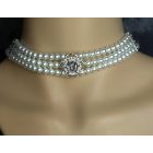 Gyöngy choker (fekete, fehér, piros)