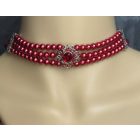 Gyöngy choker (fekete, fehér, piros)