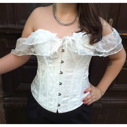 Teljes fűző csipke dísszel (fekete, fehér)