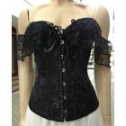 Teljes fűző csipke dísszel (fekete, fehér)