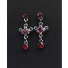 Piros strasszos függő fülbevaló