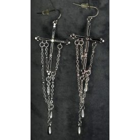 Függő, láncos, kereszt fülbevaló