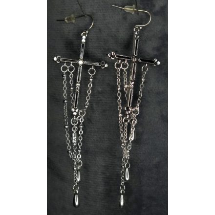 Függő, láncos, kereszt fülbevaló