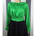 Színes, fodros nyakú felső (zöld, rózsaszín, bézs)