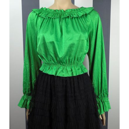 Színes, fodros nyakú felső (zöld, rózsaszín, bézs)