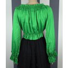 Színes, fodros nyakú felső (zöld, rózsaszín, bézs)