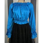 Színes, fodros nyakú felső (zöld, rózsaszín, bézs)