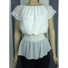 Csónak nyakú, derékban gumírozott felső (fekete, fehér)