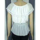 Csónak nyakú, derékban gumírozott felső (fekete, fehér)