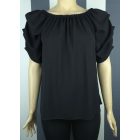 Csónak nyakú, buggyos, rövid ujjú felső