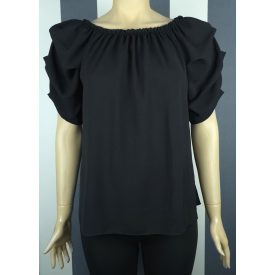 Csónak nyakú, buggyos, rövid ujjú felső