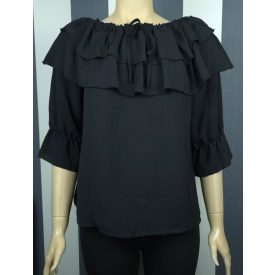 Dupla fodros, csónak nyakú felső