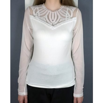 Mellkasán díszített felső (fekete, fehér, piros)