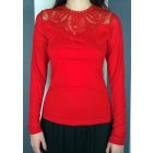 Mellkasán díszített felső (fekete, fehér, piros)