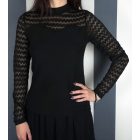 Tüllcsipke ujjú felső (fekete, fehér)