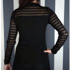 Tüllcsipke ujjú felső (fekete, fehér)