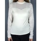 Tüllcsipke ujjú felső (fekete, fehér)