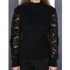 Szőrös, kötött, csipke ujjú felső