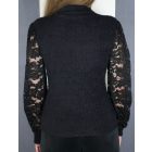 Szőrös, kötött, csipke ujjú felső