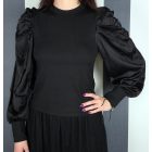 Buggyos ujjú ribs felső (fekete, fehér)