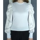 Buggyos ujjú ribs felső (fekete, fehér)