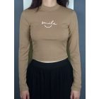 'Smile' feliratos crop top (fehér, zöld, drapp)