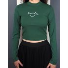 'Smile' feliratos crop top (fehér, zöld, drapp)