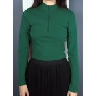 Cipzáros nyakú crop top (zöld, fehér, drapp)