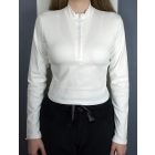 Cipzáros nyakú crop top (zöld, fehér, drapp)