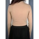 Cipzáros nyakú crop top (zöld, fehér, drapp)