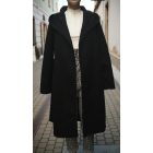 Kapucnis, fekete színű szövetkabát