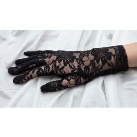 Fekete rövid csipke kesztyű
