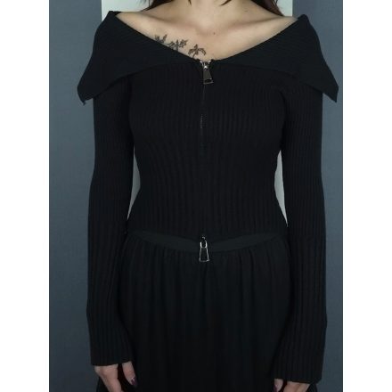 Cipzáros rövid derekú kardigán