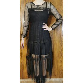 Gótikus stílusú pöttyös tüll ruha