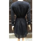 Fekete színű, csíkos selyem midi ruha