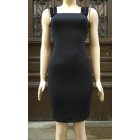 Fodros vállpántos, szűk midi ruha