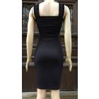 Fodros vállpántos, szűk midi ruha