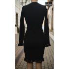 Kötött midi ruha (fekete, bézs)